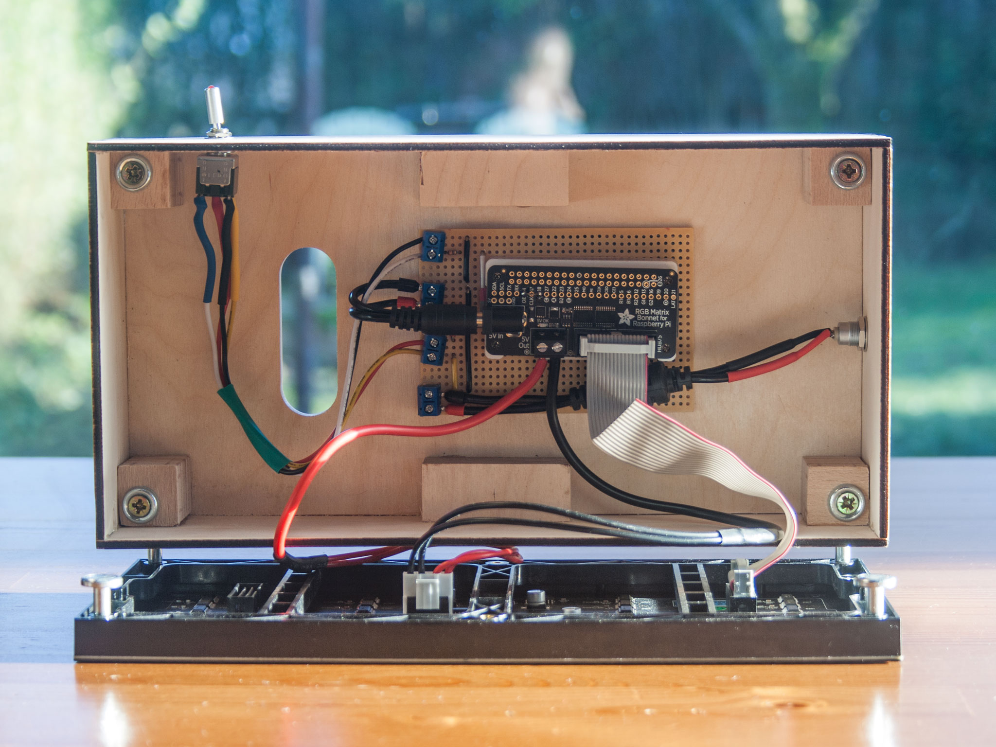 Inside the FlightTracker case showing the Raspberry Pi