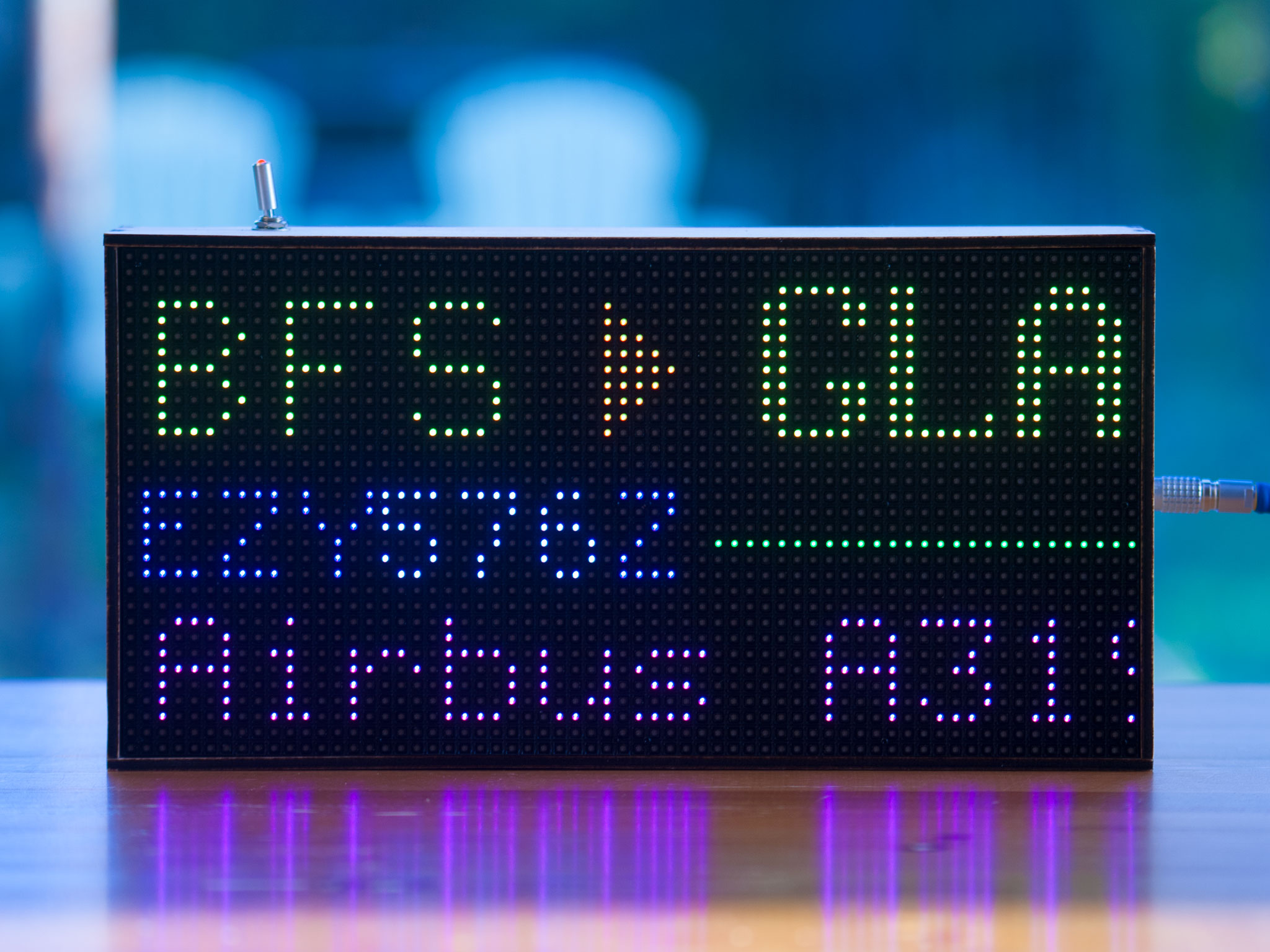 FlightTracker showing a live flight on the LED matrix